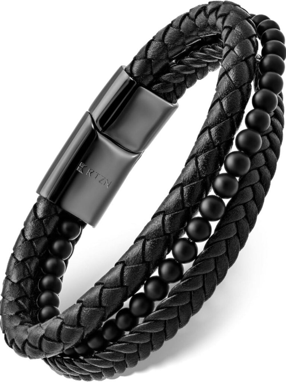 RTZN® Black Leather Bracelets for Men – Premium Artisan Handcrafted Collection